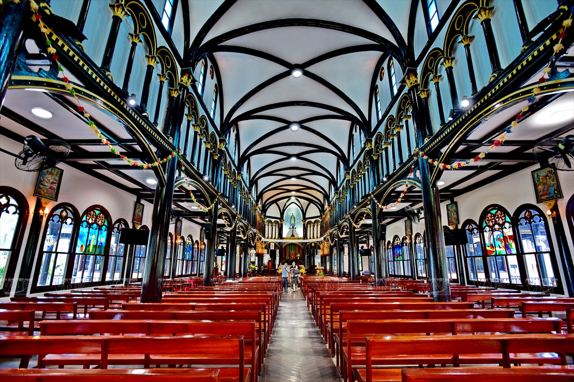 Inside Kon Tum wooden church
