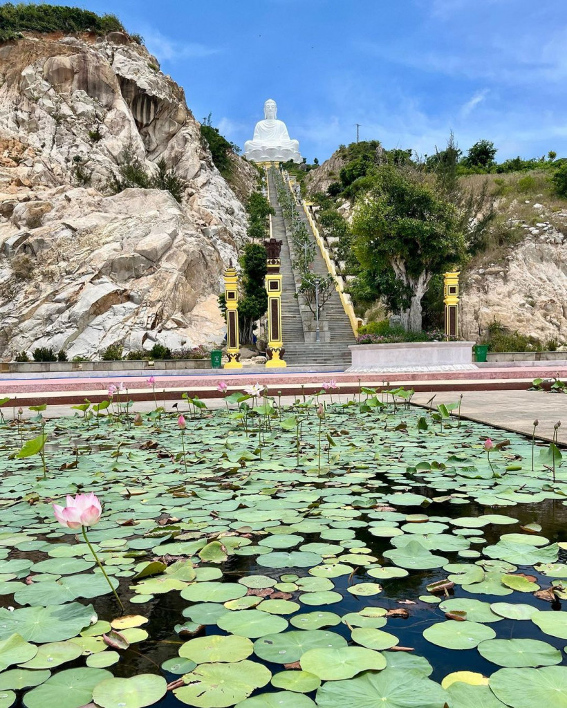 Lotus pond in front of the stairs to the Buddha statue.  Photo: belgadventure
