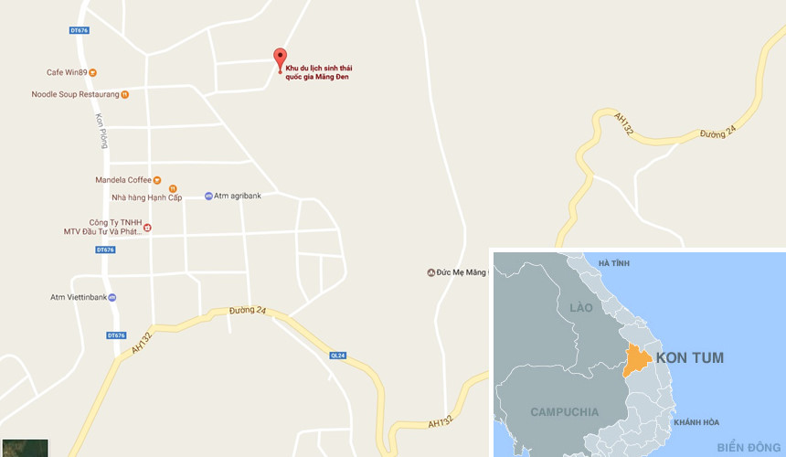 Mang Den national eco-tourism area, Kon Plong district (Kon Tum). Photo: Google Maps.